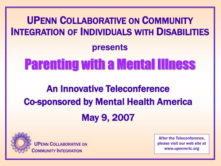 an innovative teleconference co sponsored by mental health america may 9 2007