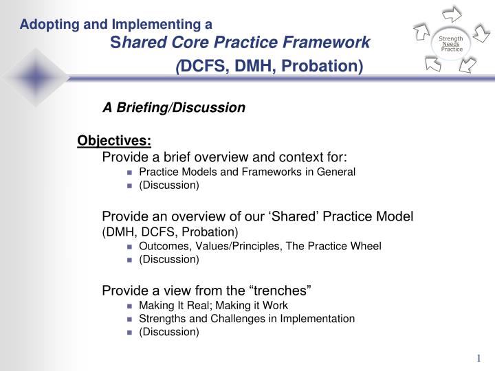 adopting and implementing a s hared core practice framework