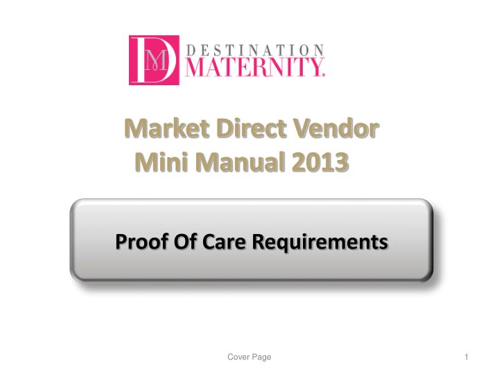 market direct vendor mini manual 2013
