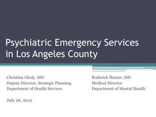 Psychiatric Emergency Services in Los Angeles County