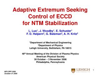 Adaptive Extremum Seeking Control of ECCD for NTM Stabilization