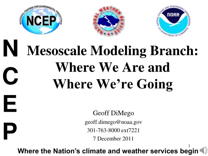 mesoscale modeling branch where we are and where we re going