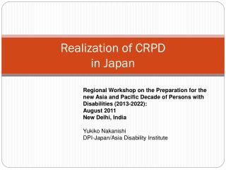 Realization of CRPD in Japan