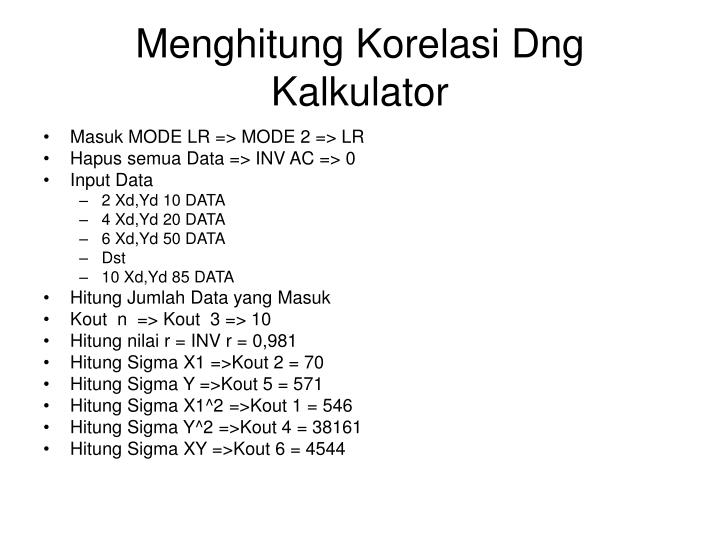 menghitung korelasi dng kalkulator