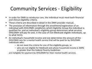 Community Services - Eligibility