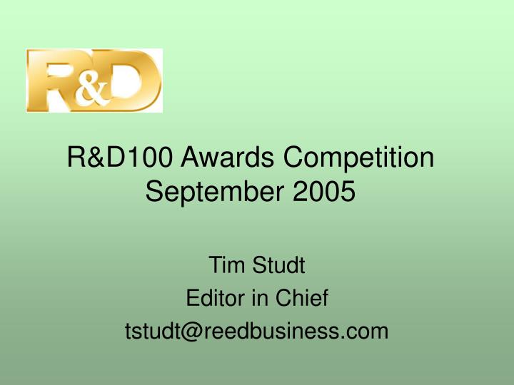 r d100 awards competition september 2005