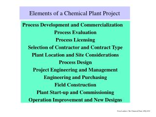 Elements of a Chemical Plant Project