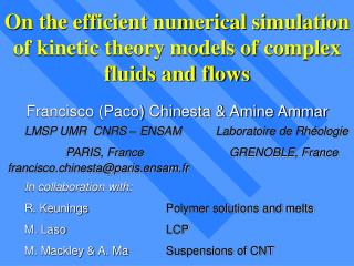 On the efficient numerical simulation of kinetic theory models of complex fluids and flows