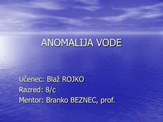 anomalija vode