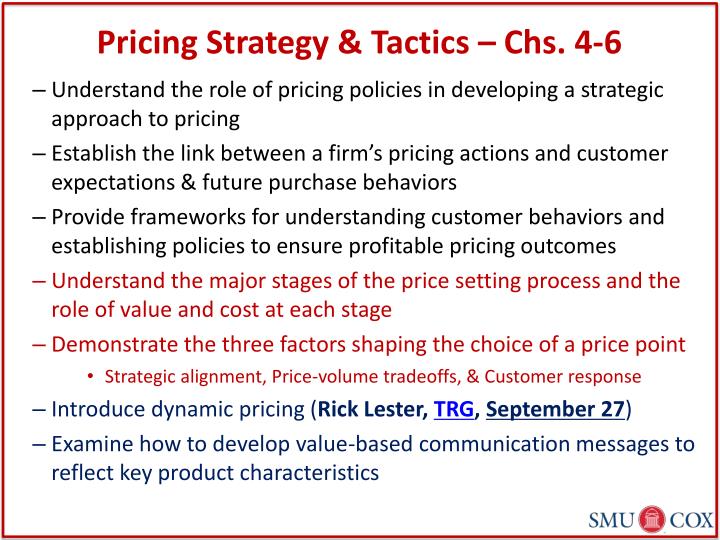 pricing strategy tactics chs 4 6
