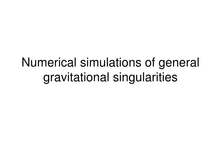 numerical simulations of general gravitational singularities