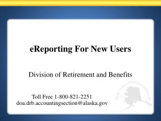 eReporting For New Users