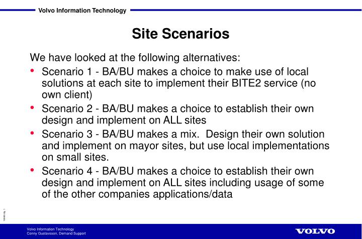 site scenarios