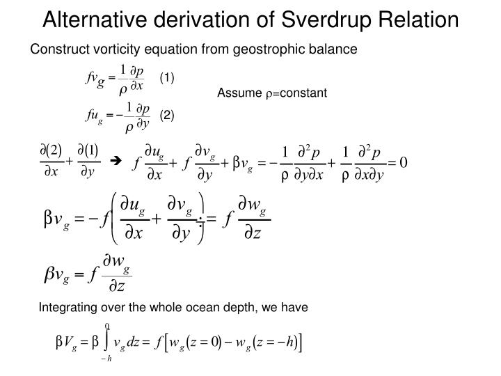 alternative derivation of sverdrup relation