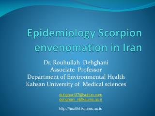Epidemiology Scorpion envenomation in Iran
