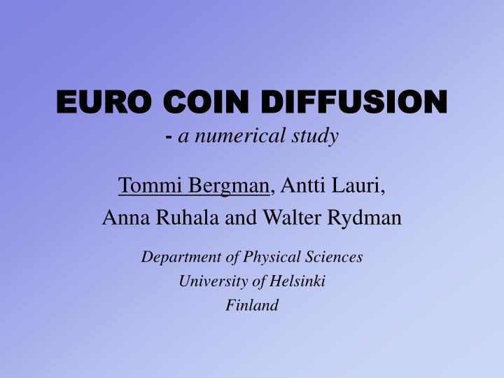euro coin diffusion a numerical study