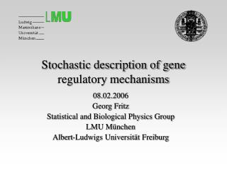 Stochastic description of gene regulatory mechanisms