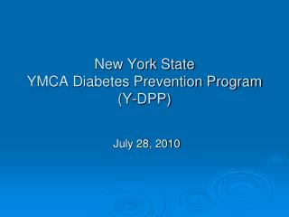 New York State YMCA Diabetes Prevention Program (Y-DPP)