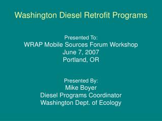 Washington Diesel Retrofit Programs