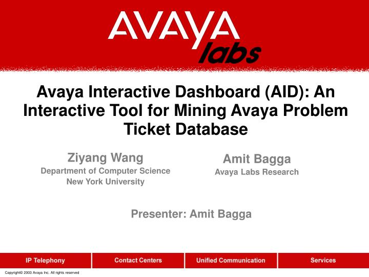 avaya interactive dashboard aid an interactive tool for mining avaya problem ticket database