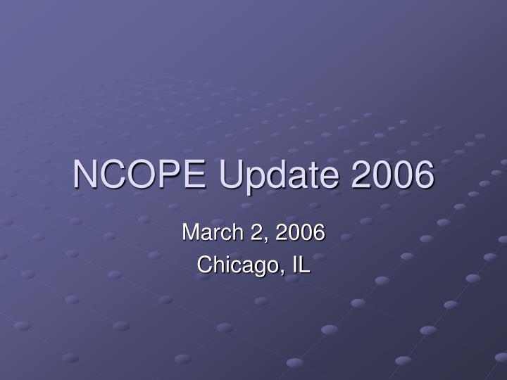 ncope update 2006