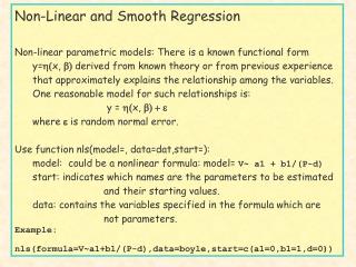 Non-Linear and Smooth Regression