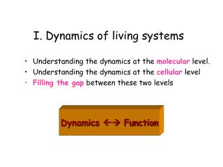 I. Dynamics of living systems
