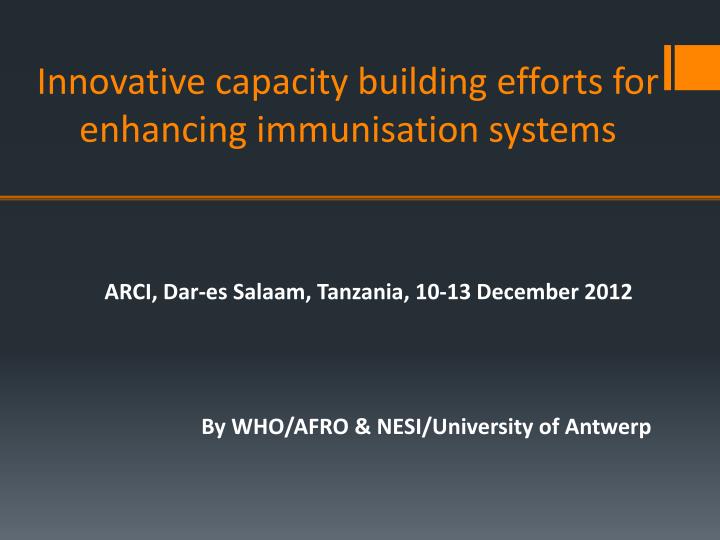innovative capacity building efforts for enhancing immunisation systems