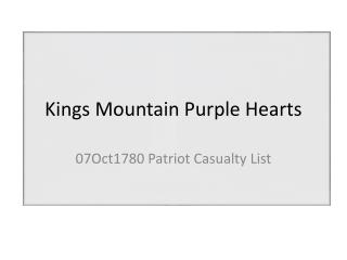Kings Mountain Purple Hearts