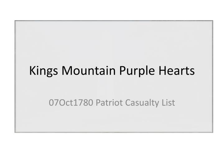 kings mountain purple hearts