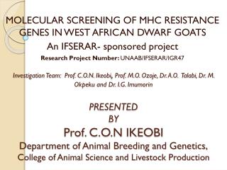 MOLECULAR SCREENING OF MHC RESISTANCE GENES IN WEST AFRICAN DWARF GOATS