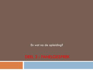 Deel 3 : panelgesprek