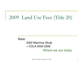 2009 Land Use Fees (Title 20)