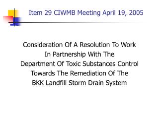 Item 29 CIWMB Meeting April 19, 2005