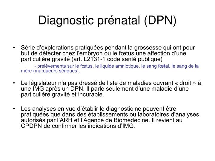 diagnostic pr natal dpn