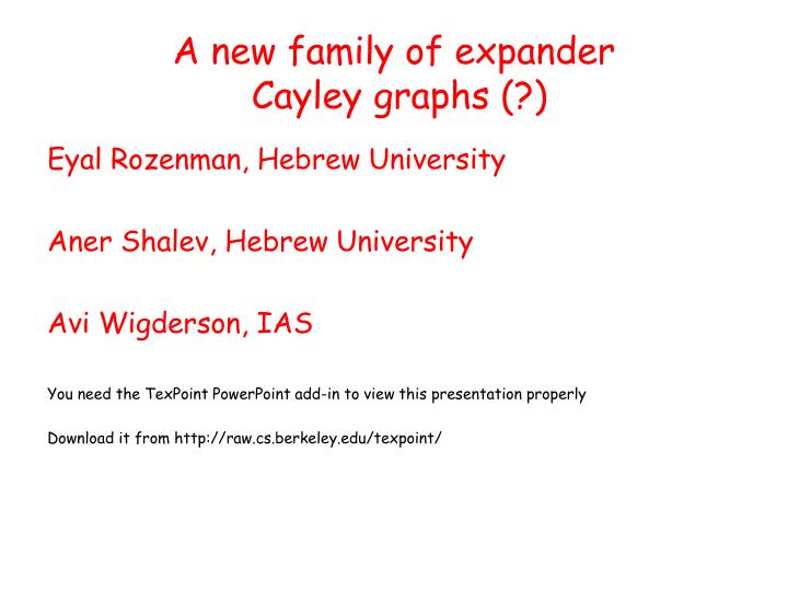 a new family of expander cayley graphs
