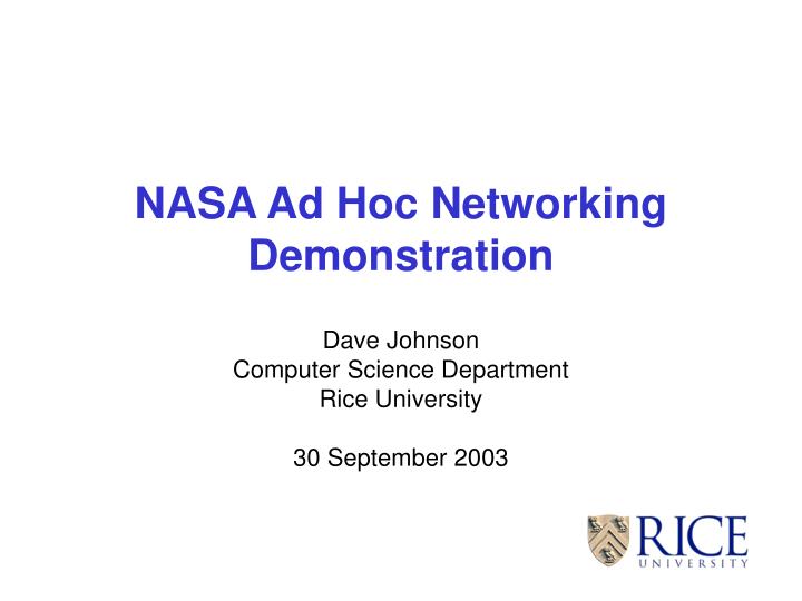 nasa ad hoc networking demonstration
