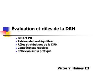 valuation et r les de la drh