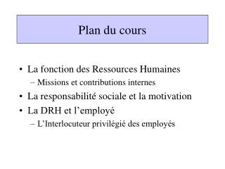 plan du cours