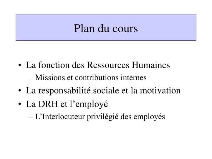 plan du cours