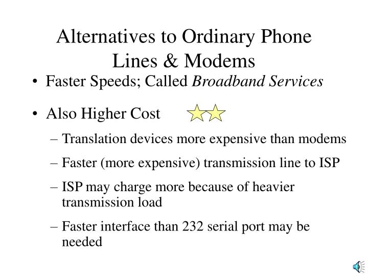 alternatives to ordinary phone lines modems