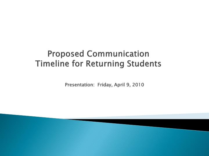 proposed communication timeline for returning students