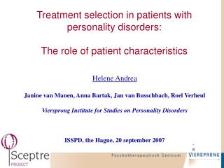 Treatment selection in patients with personality disorders: The role of patient characteristics