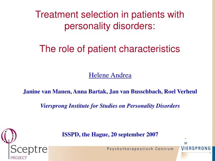 treatment selection in patients with personality disorders the role of patient characteristics
