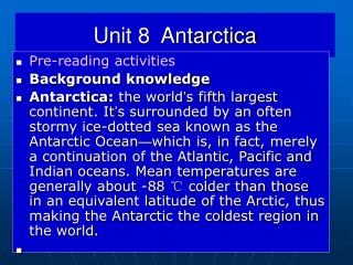 Unit 8 Antarctica