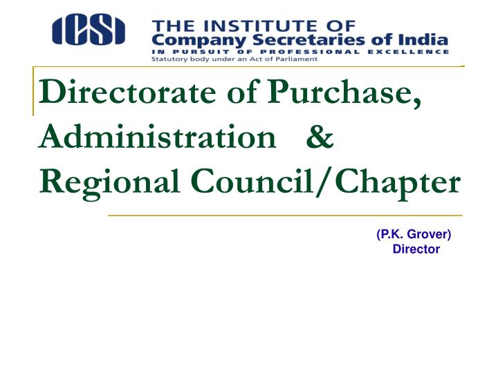 directorate of purchase administration regional council chapter