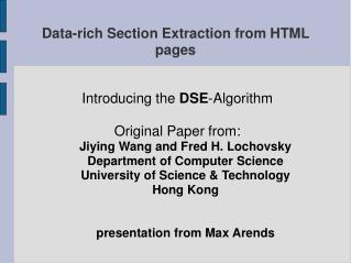 data rich section extraction from html pages