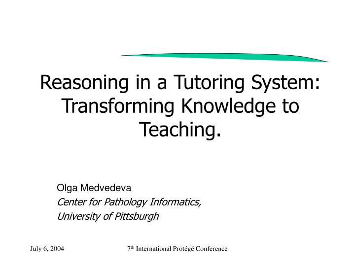 reasoning in a tutoring system transforming knowledge to teaching