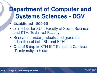 Department of Computer and Systems Sciences - DSV