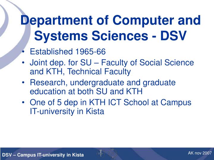 department of computer and systems sciences dsv